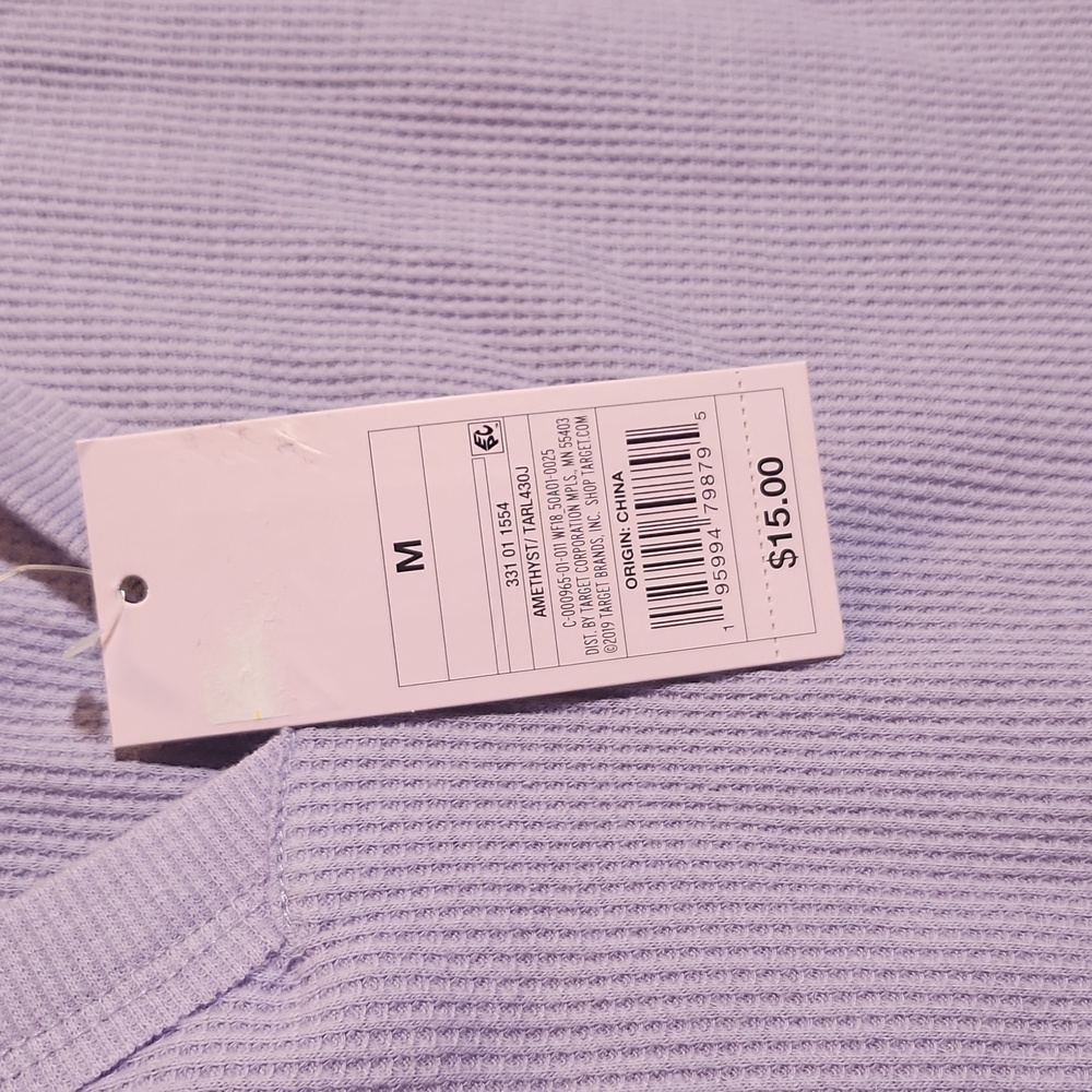 NWT WILD FABLE Women's Soft Purple Long Sleeve V-Neck Ribbed Boxy - Picture 4 of 6